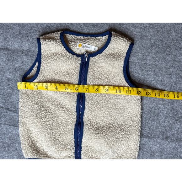 Baby Boden Sherpa Zip Up Vest Boy's 2-3 Y 98 cm Fluffy Beige Blue - Picture 4 of 7